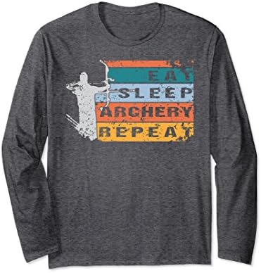 Unisex Vintage Eat Sleep Archery T-shirt Men Women Archer Gift 2XL Dark Heather