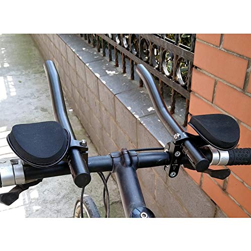 Bicycle Aero Bars Aluminum Alloy Bicycle Hand Rest TT Handlebar with Soft Sponge Pad for Mountain Road Bike Black 1PC