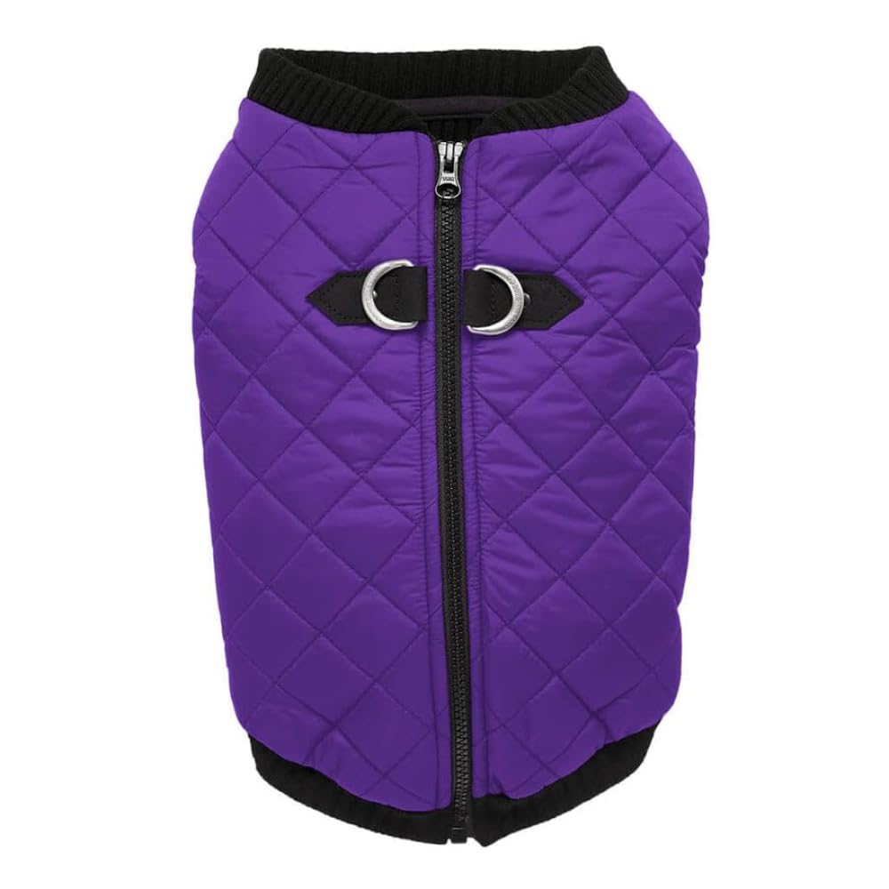 Gooby Fashion Zip Up Dog Vest - Violet Bomber with D Ring Leash - Water Resistant Sweater for Small Dogs — image 1