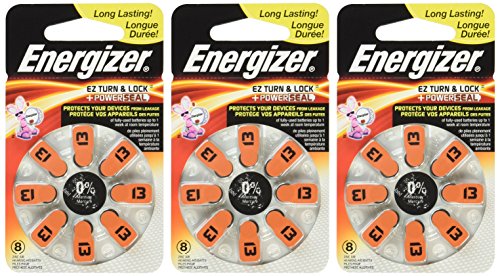 Energizer AZ13DP-24 EZ Turn and Lock Hearing Aid Size 13 Batteries, 24-Pack