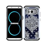 S8 Case, MagicSky [Shock Absorption] Studded Rhinestone Bling Hybrid Dual Layer Armor Defender Protective Case Cover For Samsung Galaxy S8(Flower1)