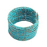 Susenstone®Women Bohemian Beads Beaded Bracelet, Chain Open Design (Blue)