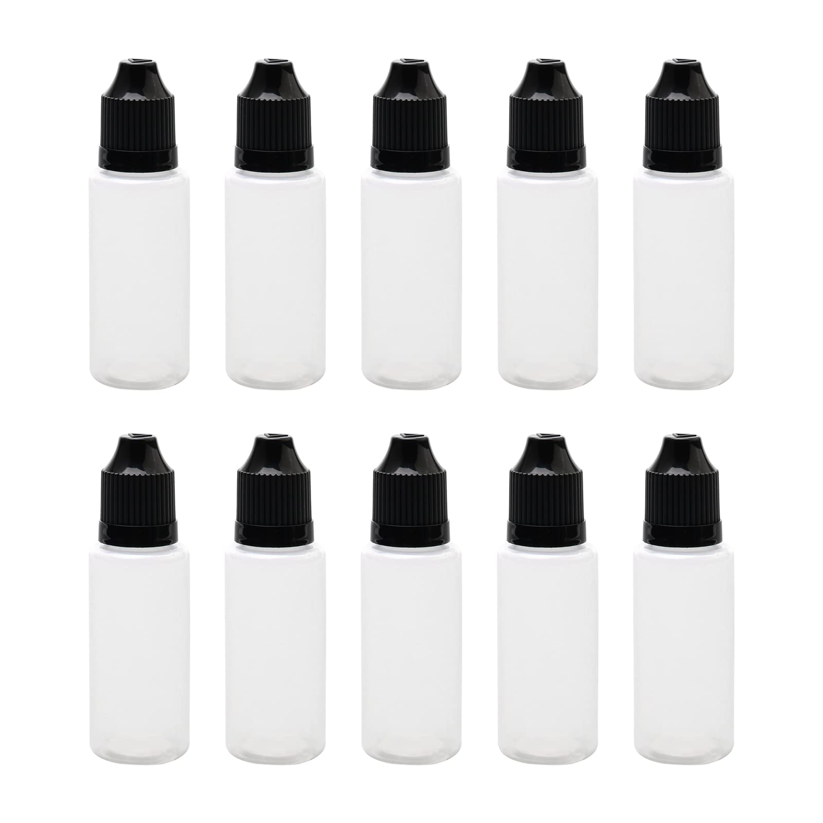 10x Black Plastic Empty Squeezable 20ml Dropper Bottles Eye Liquid Ejuice Empty Dropper(Bottle+Tip Cap+Cap)