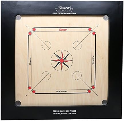 Surco Carrom Board With English Birch Ply Wood In Dull Finishing (16mm, Bull Dog Speedo 4" x 2")