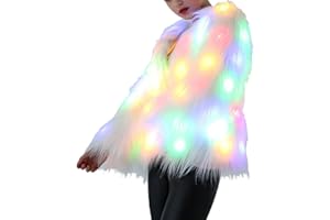 VALICLUD Fancy Fur Coat Women Flash Light Jacket Light up Fur Coat Women Cropped Jacket Faux Fur Prom