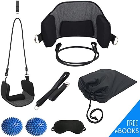 Neck and Head Hammock Cervical Traction Device for Portable Pain Relief - Bundle includes Blindfold and 2 Spiky Massage Balls