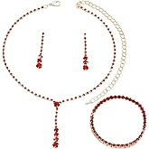 DATOA Sparkling Jewelry Set Wedding Jewelry Sets for Women Dainty Imitation Crystal Necklace Bracelet Earrings Set Wedding Accessories for Brides