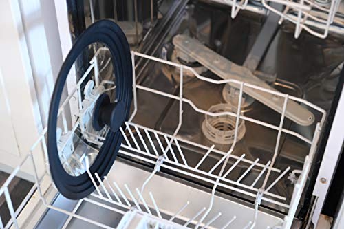 Glass Lid Universal - Graduated Kitchen Lids Multisize 10" / 25.5 cm, 10.8" / 27.5 cm, 11.6" / 29.5 cm (outer edges 12.2" / 31 cm) for Pots and Pans, Heat Resistant Silicone Rim, Black