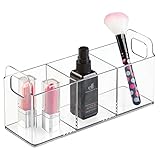 InterDesign Clarity Cosmetic Organizer Tote for Vanity Cabinet to Hold Makeup, Beauty Products - 9" x 3" x 4", Clear
