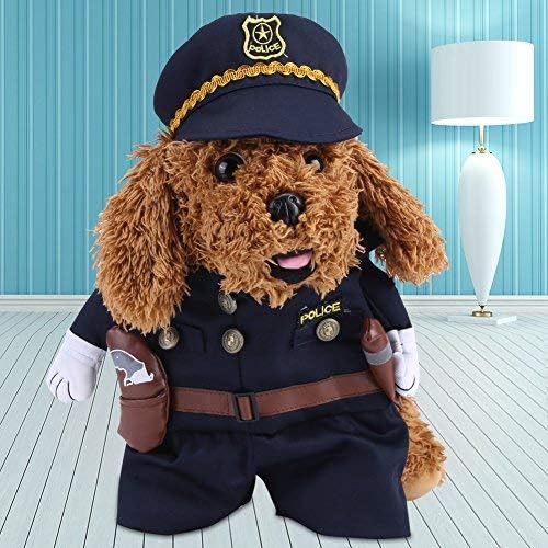 Policeman Costume Outfits with Hat Pet Dog Cat Halloween Costumes The police for Party Christmas Special Events Costume Uniform with Hat Funny Pet (S) - Image 5