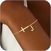 Eaciy Initial Braclets for Girls Women - Teen Girls Gifts Trendy Stuff 18K Gold Plated Cross Initial Letter Bracelets Dainty A - Z Letter Bracelet Birthday Gifts for Girl Women Age 5-16