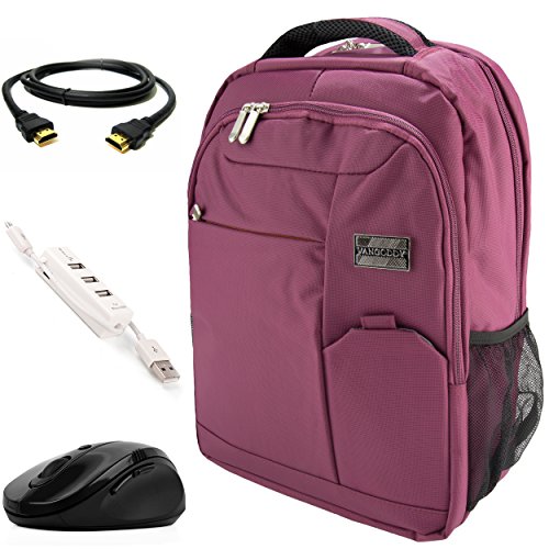 VanGoddy Orchid Purple Executive Anti-Theft Laptop Backpack w/3PC Accessory Bundle for Lenovo IdeaPad/Yoga/Flex/ChromeBook/ThinkPad/Legion/11"-15inch