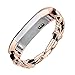 bayite Leather Bands Compatible with Fitbit Alta and Alta HR, Metal Clasp Leather Cord Wristband with Rhinestone Bling, (Rose Gold with Rhinestone, 5.5