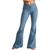 Quge Mujer Pantalones Acampanados De Mezclilla Cintura Alta Ocio