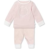MORI Baby Unisex Snoozy Daywear Set in Blush Stripe - Comfortable Top and Elastic Waist Pants - Toddler - 03-6 Months