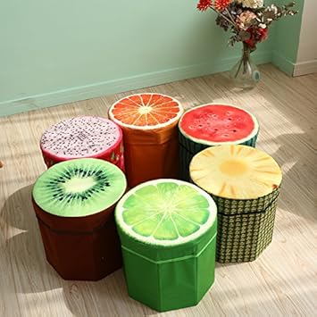 Style Eva Folding Fruit Seat Storage Footstool (Multicolour and Design)