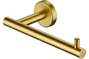 JQK Gold Toilet Paper Holder, 5 Inch Tissue Paper Dispenser, 304 Stainless Steel Wall Mount, Brushed Gold, TPH100-BG