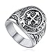 Sale! Men's 316l Stainless Steel Silver Black Celtic Medieval Cross Oval Classic Vintage Biker Ring Size 7 - 13 (10.5)