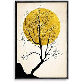 Framed Canvas Home Artwork Decoration Nordic Style Moon Canvas Wall Art for Living Room, Bedroom - 16x24 inches