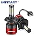 Infitary LED Headlight Bulbs H4 Conversion Kits High/Low Beam Auto Headlamp Dual Beam Car Headlight 72W 6500K 8000LM Extremely Super Bright COB Chips- 1 Pair- 3 Year Warranty (H4/9003/HB2 Red)
