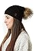 Marino Slouchy Beanie Hat for Women –Warm Winter Hat- Cashmere Blend - Rabbit Fur Pompom