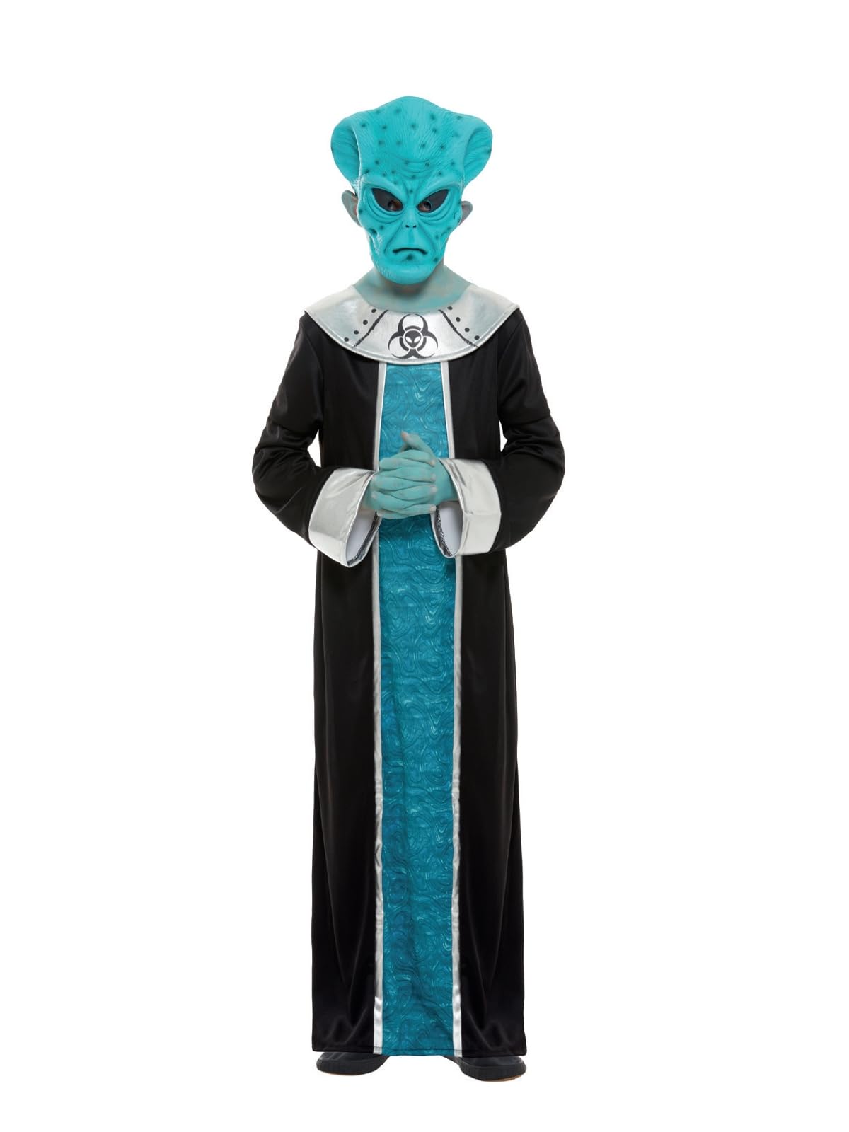 Smiffys Alien Costume, Blue with Robe & EVA Mask, Halloween Child Fancy Dress, Alien Dress Up Costumes