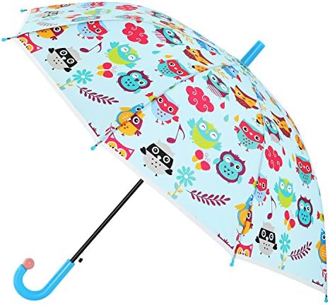 AVENKO Kid's Auto Open Pop-out Owl Printed Umbrella with Safety Open and Close - Starlight Blue
