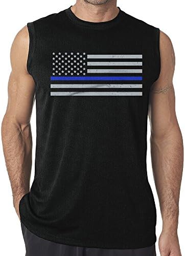 DianQ American Blue Line Fashion T-shirts Sleeveless Black M