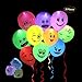 LED Party Emoji Light Up Balloons 30 Pack with Mixed Colors Flashing Light for Kids Christmas Birthday Evening Festival Decorations (30M Ribbons)