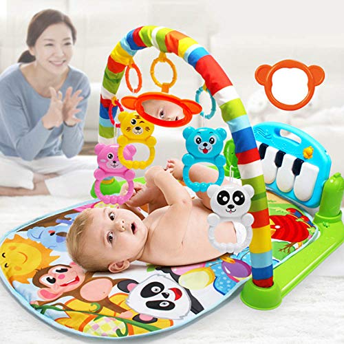 Large Baby Play Mat,Fitness Bodybuilding Rack Pedal Piano Music Play Mat Blanket Activity Gym Toy Kick Piano Light Sound Baby Girl Boy,0-18Month