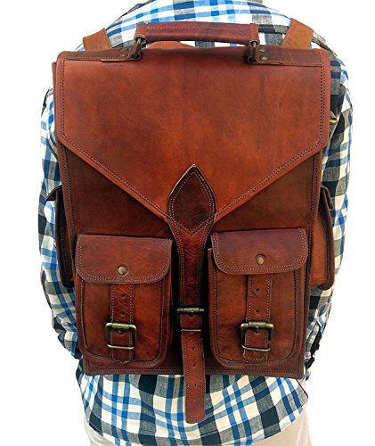 Shakun Leather Handmade Vintage College Backpack Shoulder Tracking Sling Weekend Bag, One size, NEW