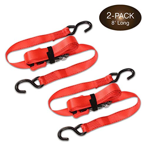 1.25" x 8' Easy Slide Ratchet TieDown Straps w/SHooks 2 Ultimate