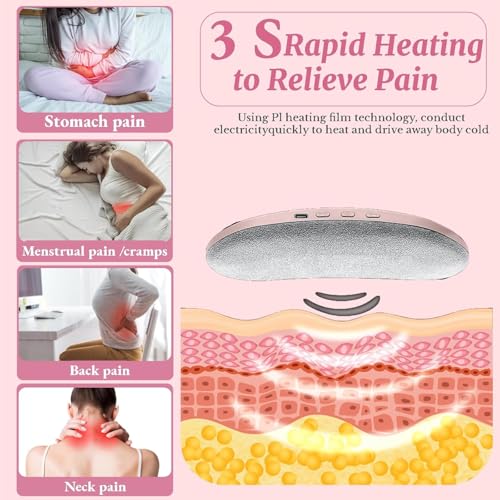 Period Heating Pad, DMG Cordless Electric Heating Belt, Rapid Heating Pad with 3 Heating Levels and 4 Vibrating Massage Modes, Period/Period, Back or Belly Pain Relief for Women or Girls (A)