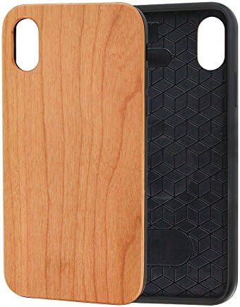 Genuine Wood Phone Case for IPhone X TPU Bumper Cherry Wood Back with Magnetic Shockproof Cover Case for Apple IPhone X (cherry)