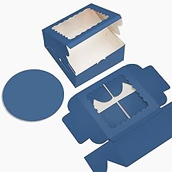 Bakepacker 36pcs 10x10x5 Inches Ink Blue Cake Boxes
