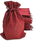 Supply Friend 50 Red Burlap Bags with