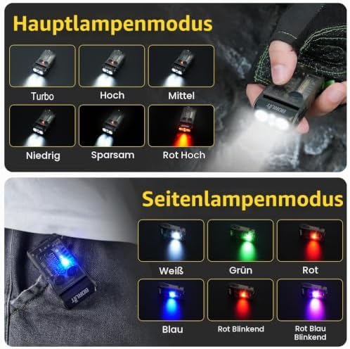 V20 Mini Taschenlampen, 180° Drehbar Taschenlampe mit 365nm UV Licht, 110dB Buzzer Alarm, 1000 Lumen Super Hell mit 13 Modi, IP67 Wasserdicht, für Camping Wandern Notfa (schwarz)
