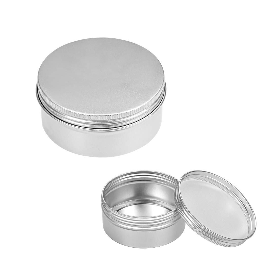sourcing map 5oz Round Aluminum Cans Tin Can Screw Top Metal Lid Containers for Crafts, Candles, 150ml