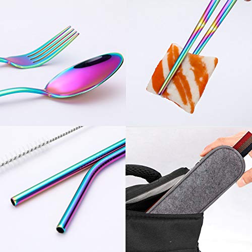 Rainbow Travel flatware set with Case Stainless Steel silverware