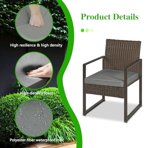YIYAN 4 Piece Patio Furniture Set, Outdoor Wicker Furniture Set Patio Furniture Set, Bistro Set Outdoor Rattan Conversation with Coffee Table for Garden Balcony Backyard(Gray)