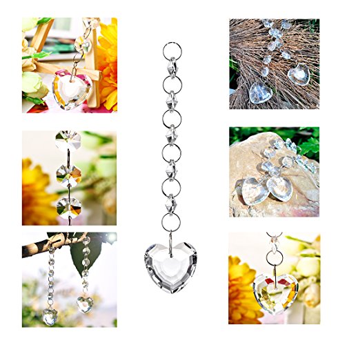 H&D 15PCS Crystals Chandelier Ornaments Hanging Prisms Fengshui Suncatcher Rainbow Pendant Maker (Heart Hanging Drop)