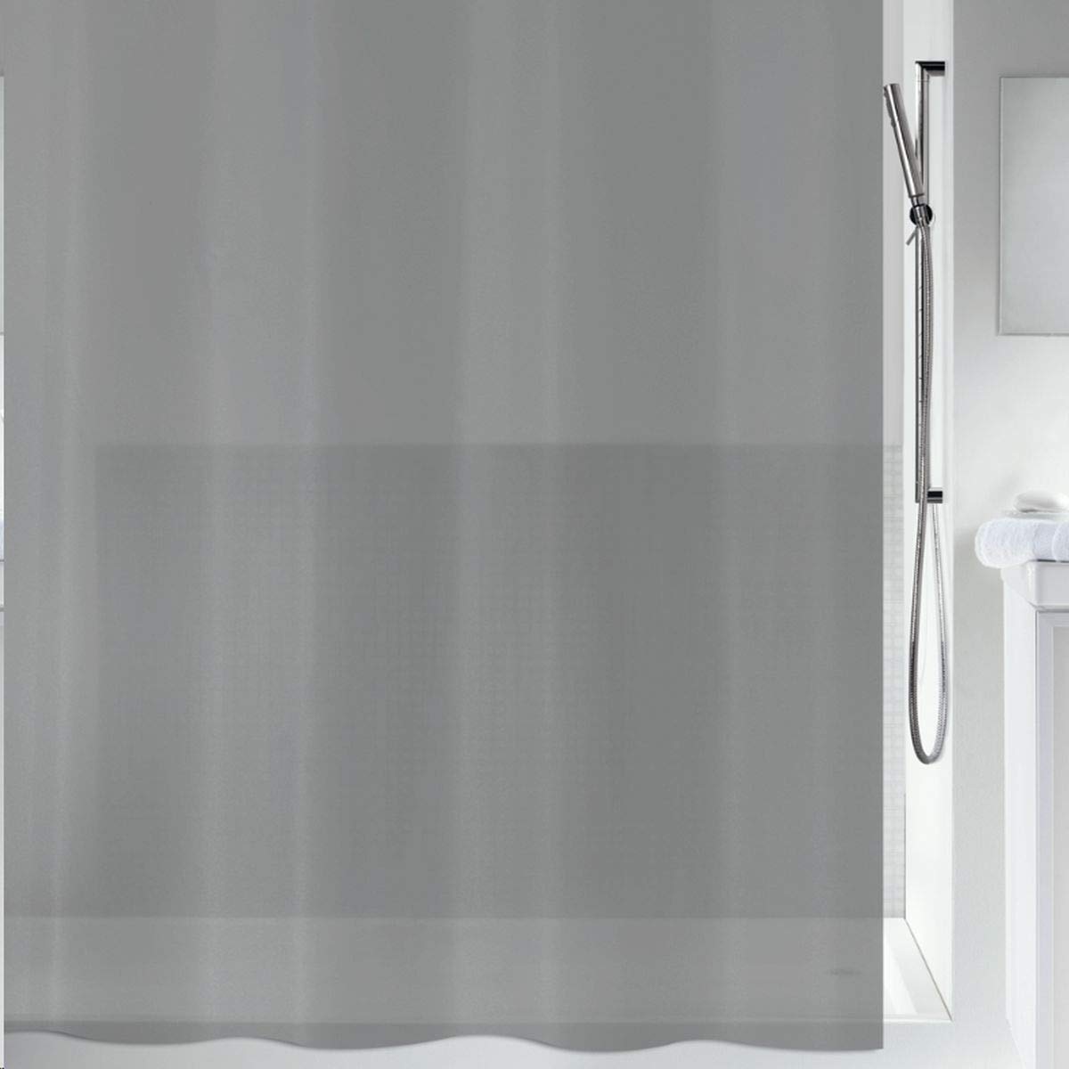 Spirella 180 x 200 Grey Bio Collection, Textile Shower Curtain, 100% Polyester, PEVA
