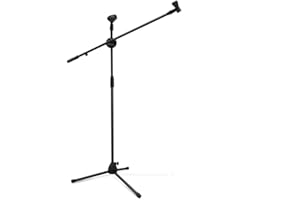 AEILA Tripod Boom Microphone Stand with Mic Clips,Collapsible and Lightweight, Both Arms Adjustable, Perfect for Studio Recor