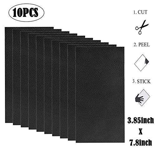 image for Lyeiaa Leather Repair Patch 10 Pieces Leather Repair Kit Black Leather