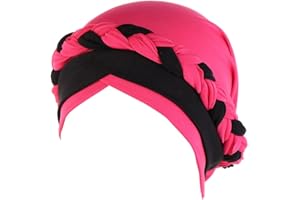 African Turban Hats for Women Braid Silky Twist Headscarf Caps Pre Tied Chemo Cancer Headwrap Plated Headwear Hair Loss Cover