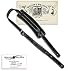 Walker & Williams C-19 Classic Black Vintage Style Rockabilly Guitar Strap Premium Signature Soft Grain Leather Extra Long For Acoustic, Electric, And Bass Guitars