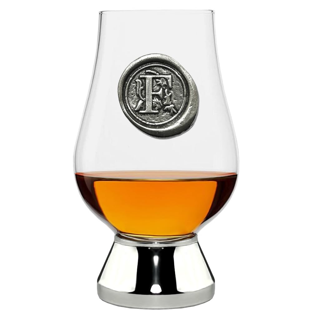 English Pewter Company Glencairn Personalised Whisky Glass with Monogram Initial - Unique Gifts for Men - with Your Choice of Initial 200ml [WGP206] (F)