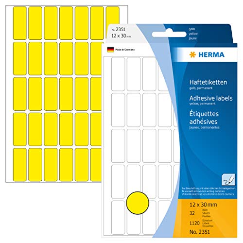HERMA Multi-Purpose Labels, 1120 Yellow 12 x 30 mm Office Labels