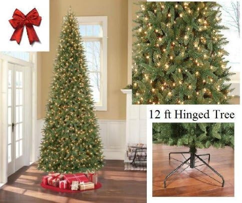 12 ' Ft Tall Artificial Slim Christmas Tree W/1100 Lights Stunning!