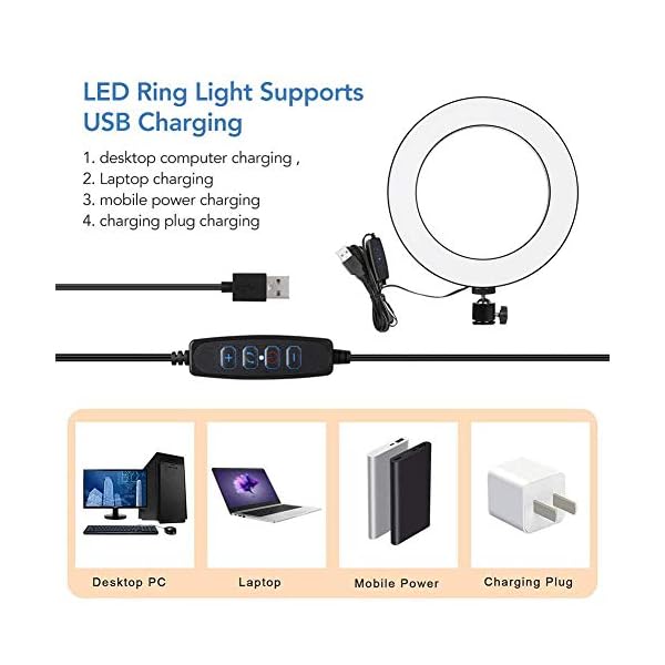 6 Zoll LED Ringlicht mit Stativ Ständer, Dimmbarer Ringleuchte mit 127CM Einstellbarem Stickständer Selfie Livestream… – Bild 5